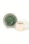 Hermia Juego de tazas de café de cerámica, 12 piezas, crema y verde